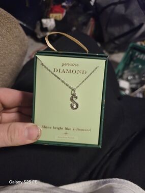 Sterling Silver 'S' Initial Necklace with Diamond Accent - Silver